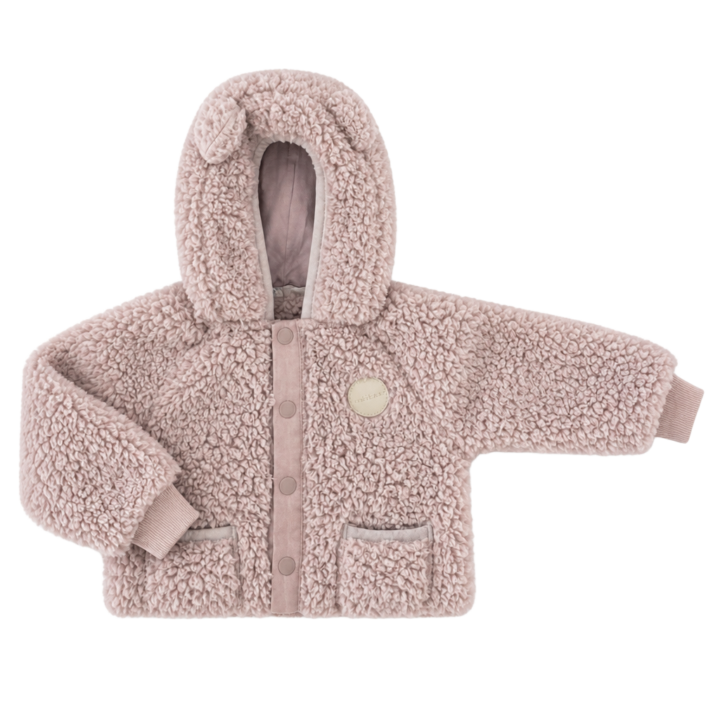 Jamie Kay Teddy Fleece Romper Size 0 Dusty Pink Bear Ears Snowsuit 1