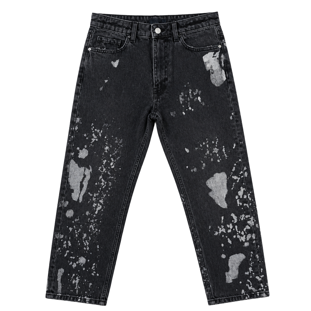 Massimo Piombo Paint Splatter Jeans Size 2 Black Cotton 1