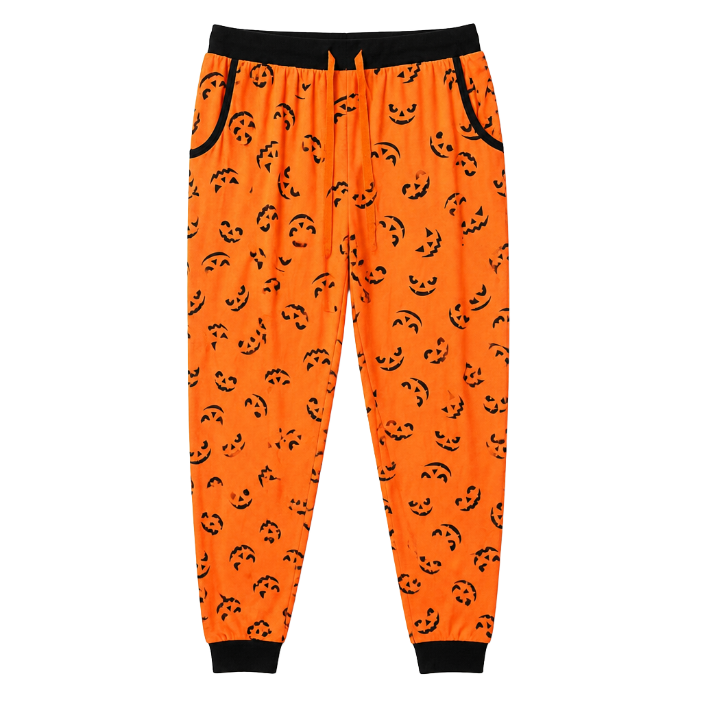 Bedtime Pillow Talk Lounge Pants Size S Orange Pumpkin Jack O Lantern 1