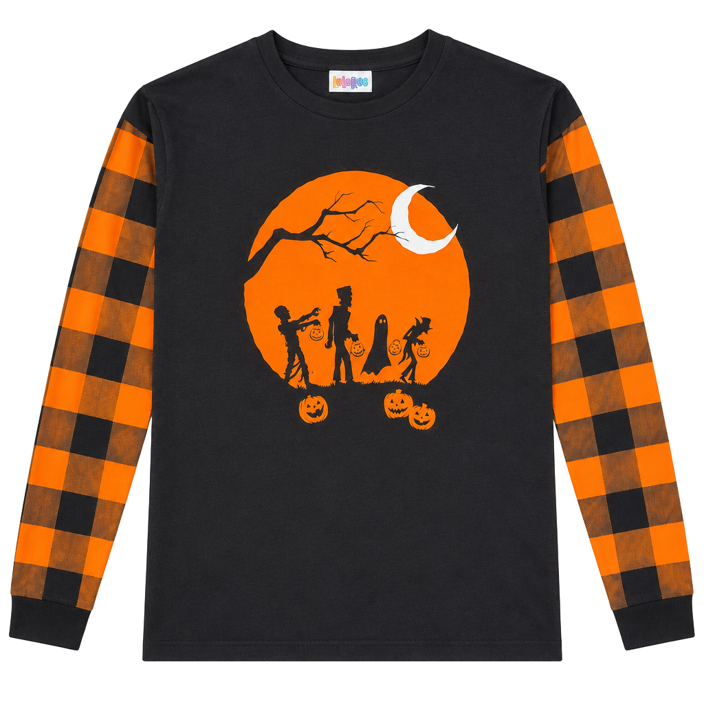 LuLaRoe Hudson Long Sleeve Size S Halloween Orange Moon Graphic Tee 1
