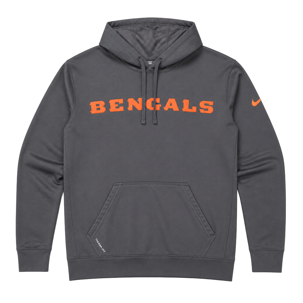 Nike NFL Cincinnati Bengals Therma-Fit Performance Pullover Hoodie Gray Medium 1