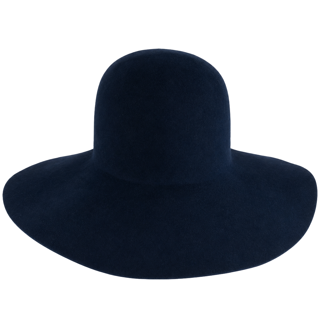 Borsalino Antica Casa Navy Blue Fur Felt Velour Capeline Floppy Hat 1