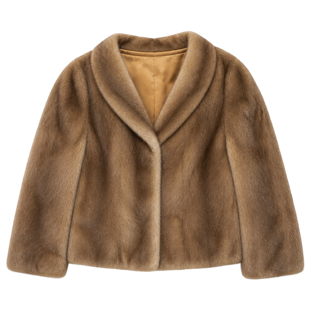 Vintage L.S. Ayres & Co. Tan Suede Leather Coat with Fur Collar 1
