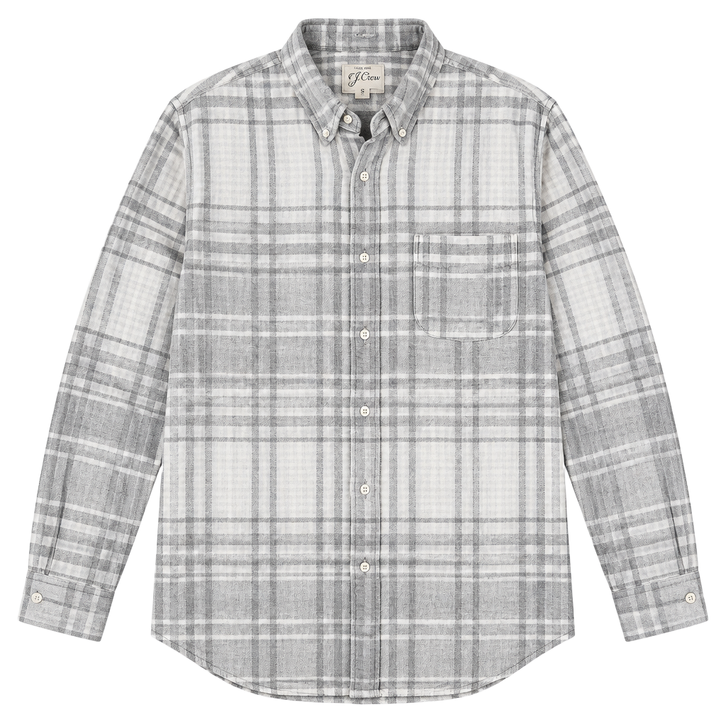 J. Crew Slim Plaid Shirt Size S Gray White Long Sleeve Button Down 1
