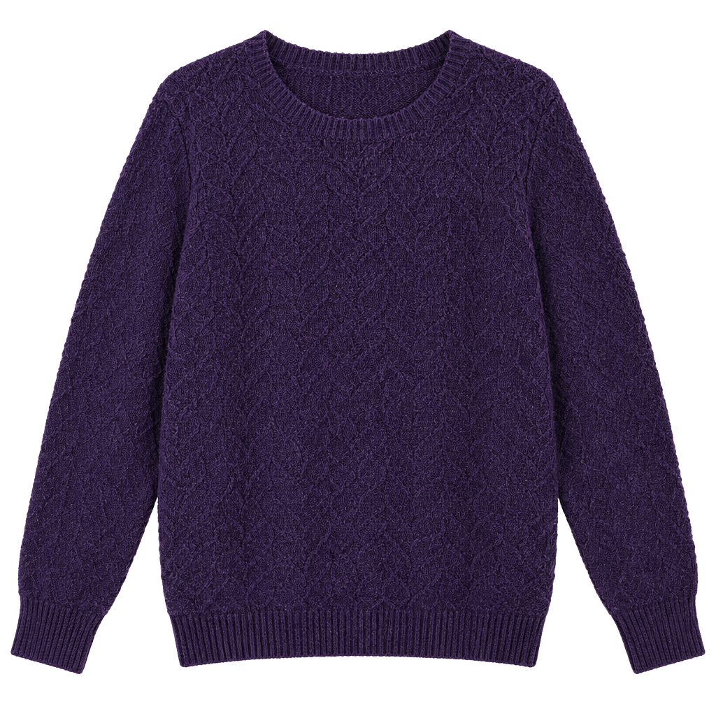 Croft & Barrow Sweater Size XL Purple Cable Knit Long Sleeve Crewneck 1