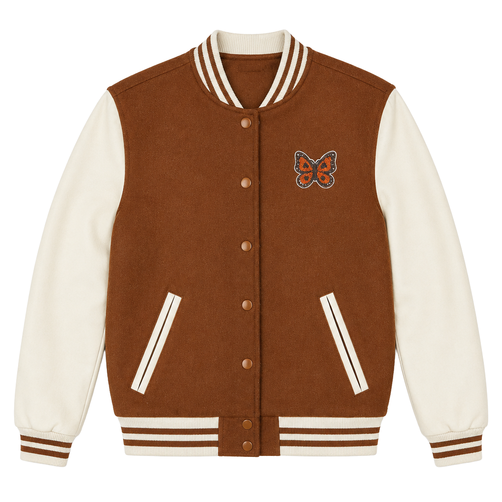 Ashley by 26 International Outerwear Varsity Jacket Size M Brown Butterfly 1