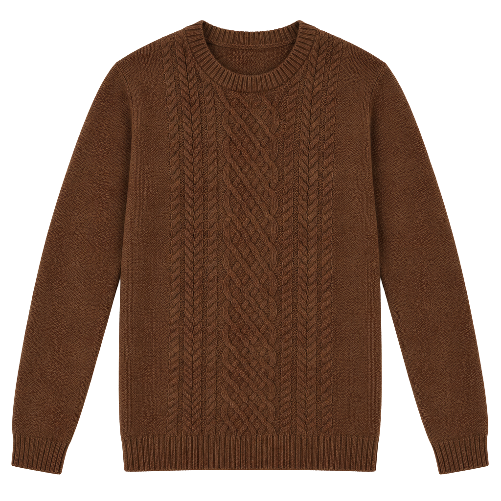 Croft & Barrow Cable Knit Crewneck Sweater Size XL Brown 1