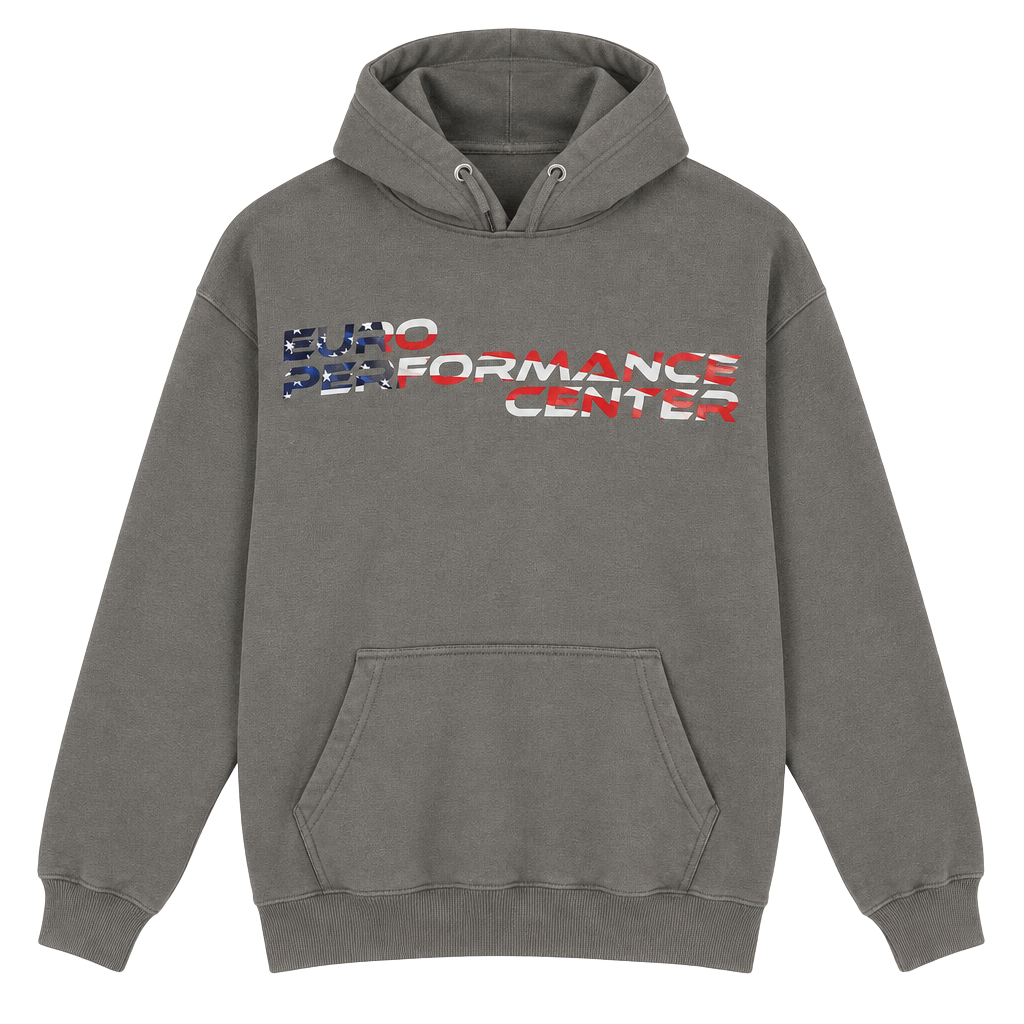 Euro Performance Center Hoodie Size XXL Gray USA Flag Logo Pullover 1