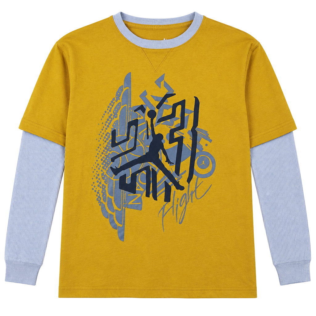 Jordan Flight Long Sleeve Graphic Tee Size M (12-14) Yellow White 1