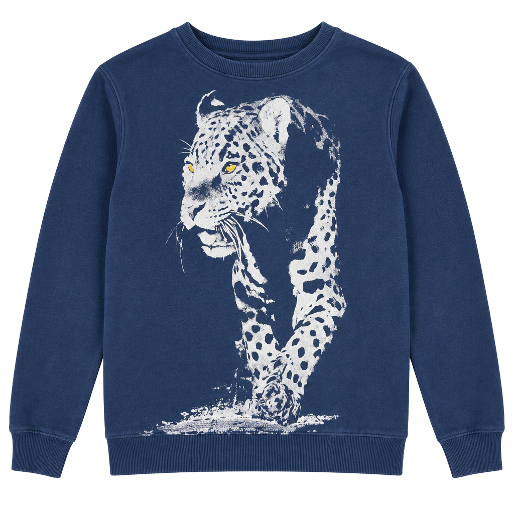 Zara Boys Sweatshirt Size 11/12 Blue Leopard Graphic Crewneck Pullover 1