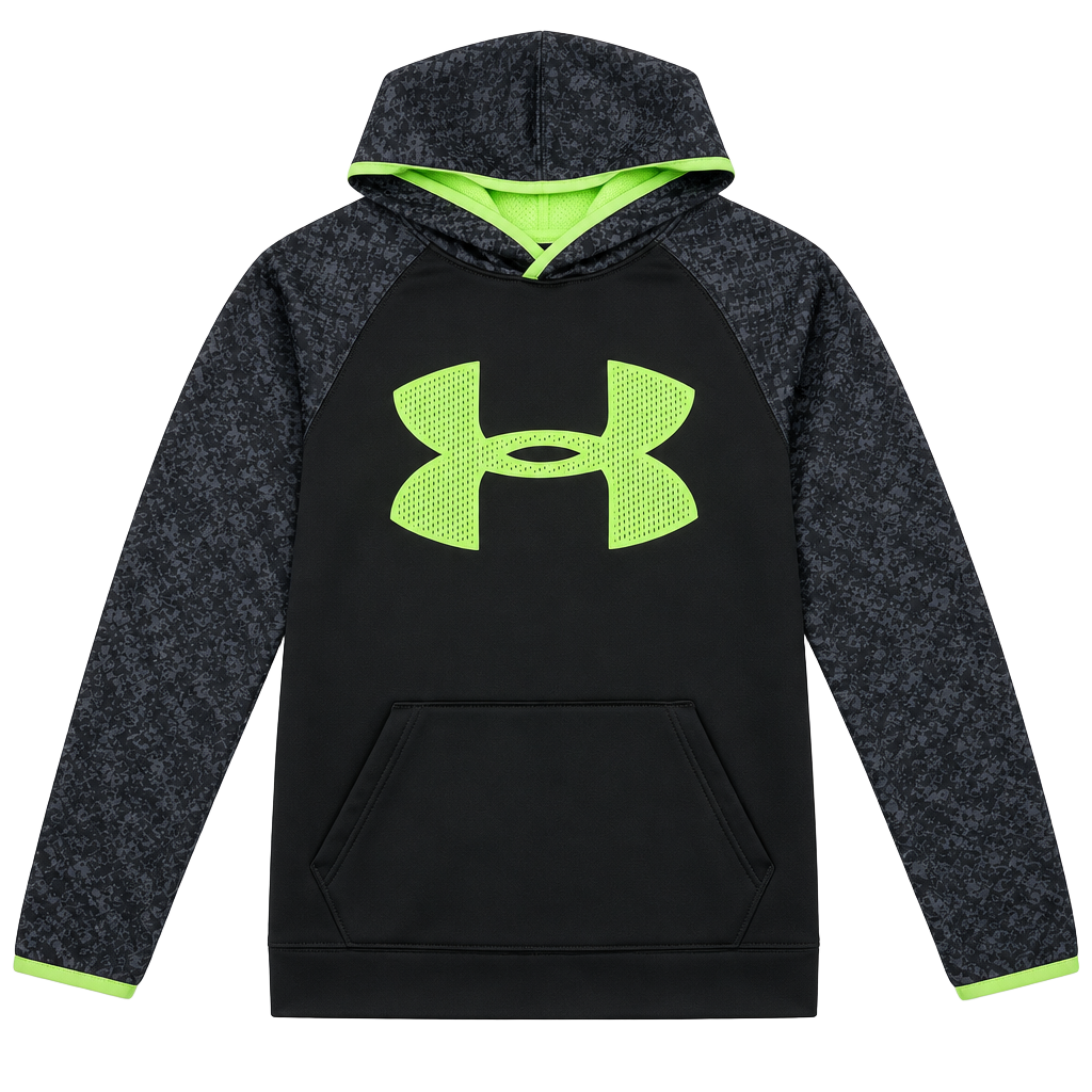 Under Armour ColdGear Hoodie Size YMD Black Green 1