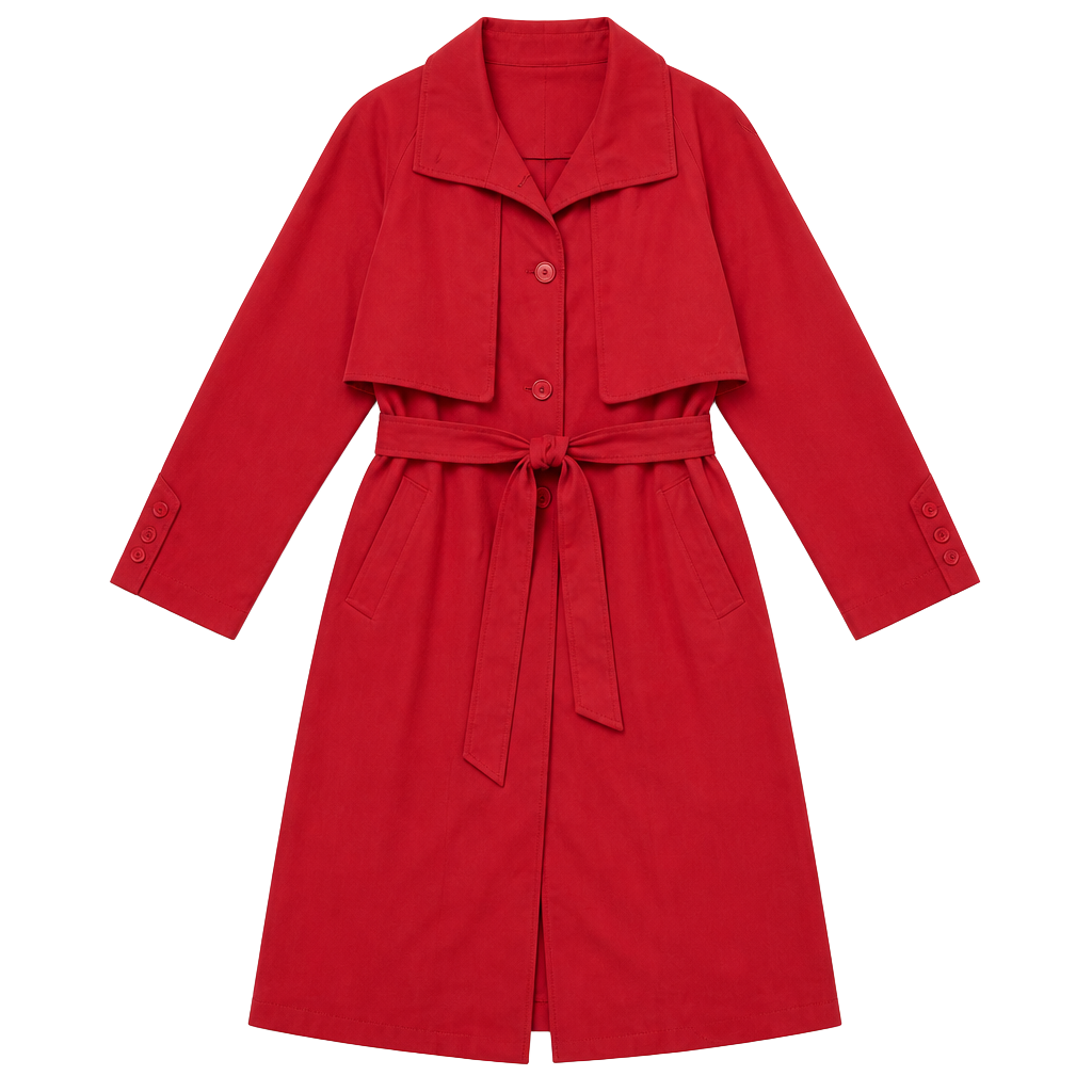Vintage Jacqueline Ferrar Red Faux Suede Trench Coat Size 20W 1