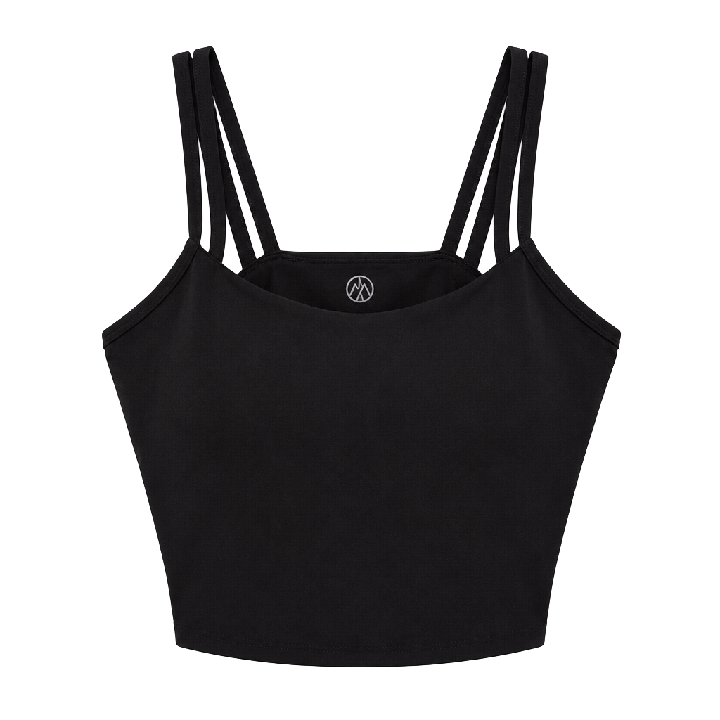 Black Cropped Tank Top With Built-In Bra 1