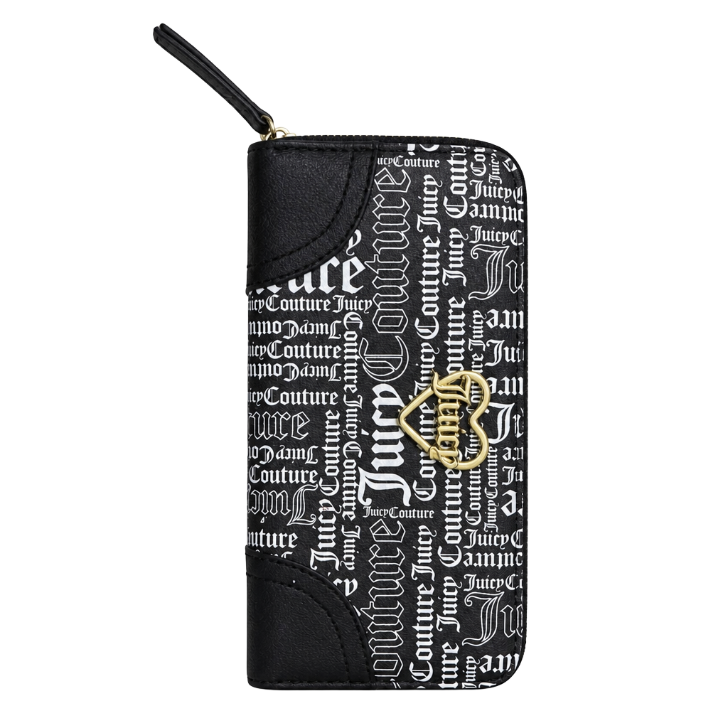 Juicy Couture Black and White Logo Zip Around Wallet 1