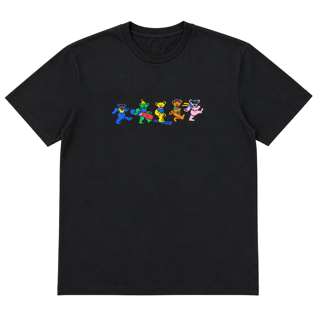 Teton Gravity Research Grateful Dead Dancing Bears T-Shirt Size XL Black Cotton 1