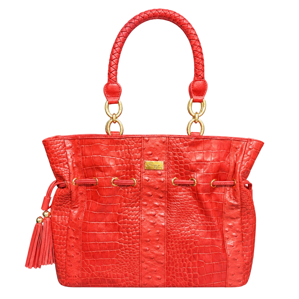 ISABELLA ADAMS RED GENUINE LEATHER HANDBAG/PURSE 13" X 9.5" 1