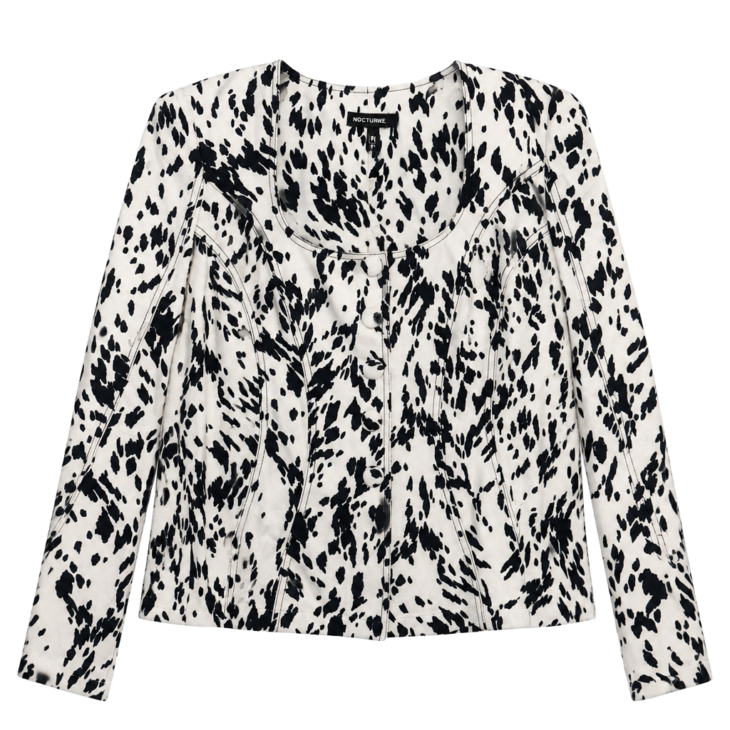 Nocturne Black White Animal Print Fitted Jacket NWT XL $265 MSRP 1