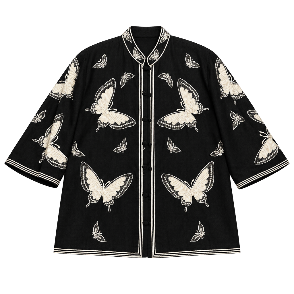 Joycelyn's Vintage Butterfly Embroidered Mandarin Jacket Size 18 1