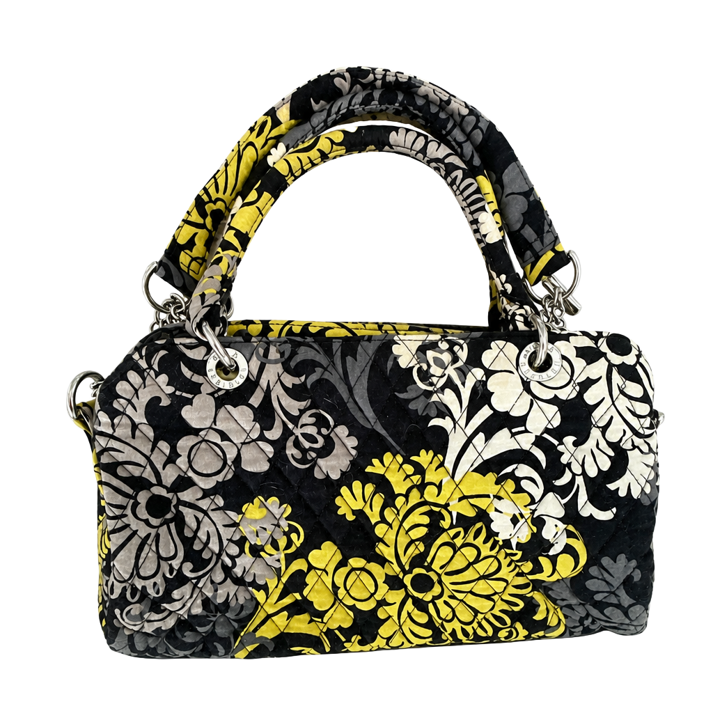 Vera Bradley Stephanie Shoulder Bag in Baroque Black Yellow Gray Pattern 1
