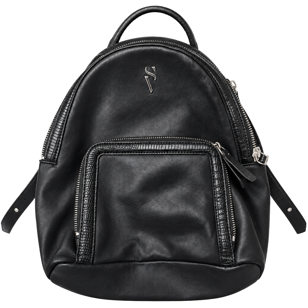 Simply Vera Vera Wang Black Faux Leather Mini Backpack Purse 1