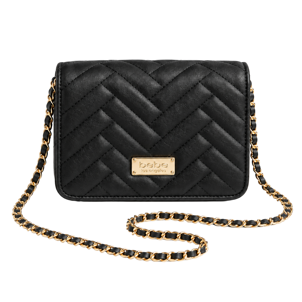 bebe Sophia Crossbody Small Quilted Bag Purse Black 1