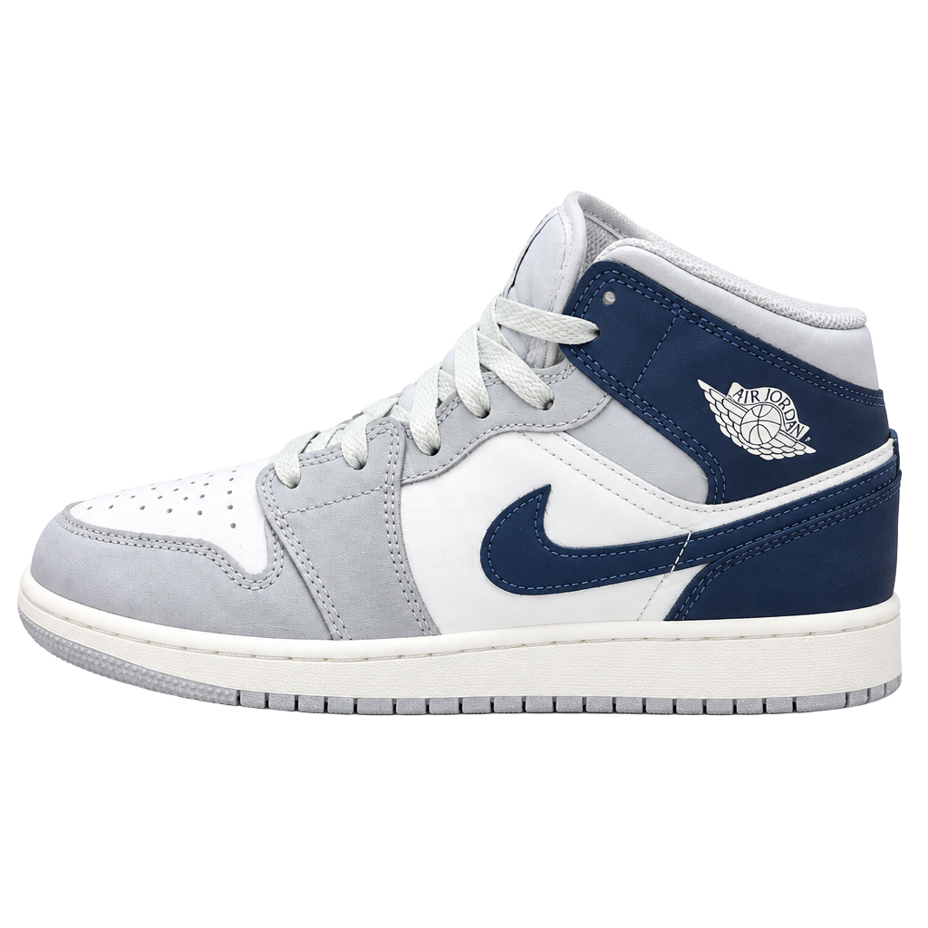 Jordan 1 Mid GS Wolf Grey Midnight Navy 1