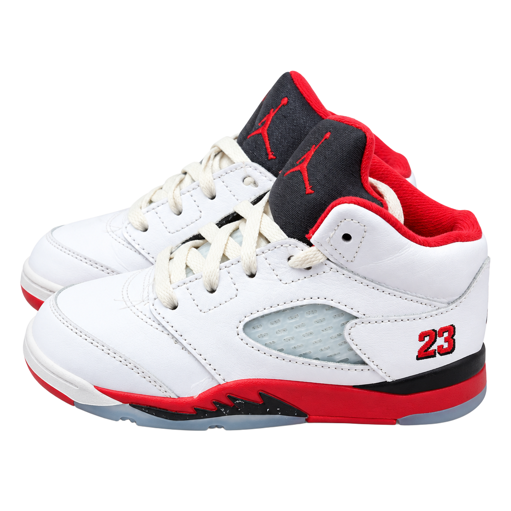 Jordan 5 Retro TD Fire Red White Black Tongue Toddler Shoes 1