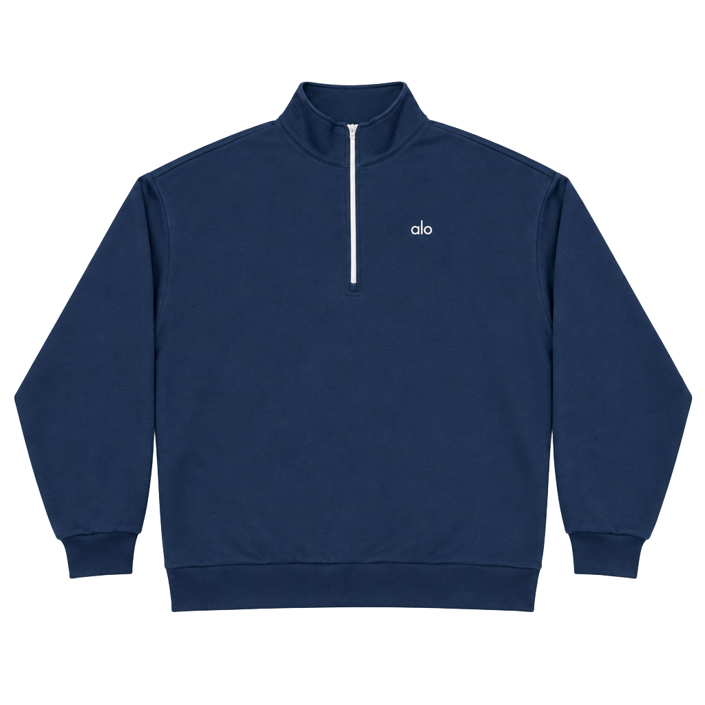 Alo Yoga Accolade 1/4 Zip Pullover Size L Navy Blue 1
