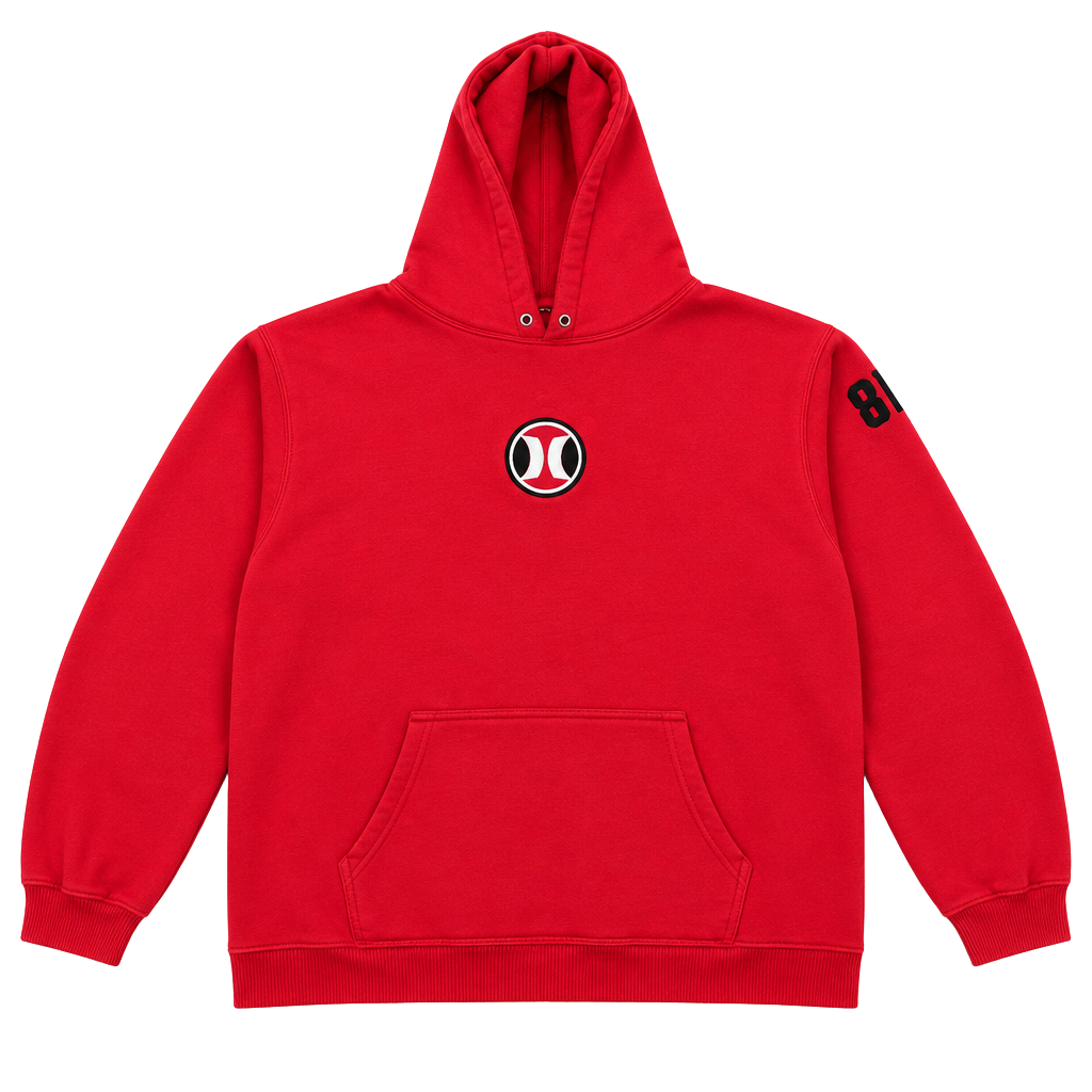 Hurley Red Pullover Hoodie Distressed 1
