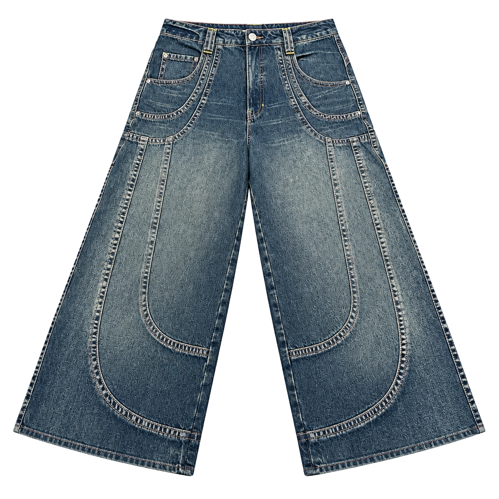 A.LAB Analog Curved Blue Wash Rave Jeans Size 12 Baggy 1