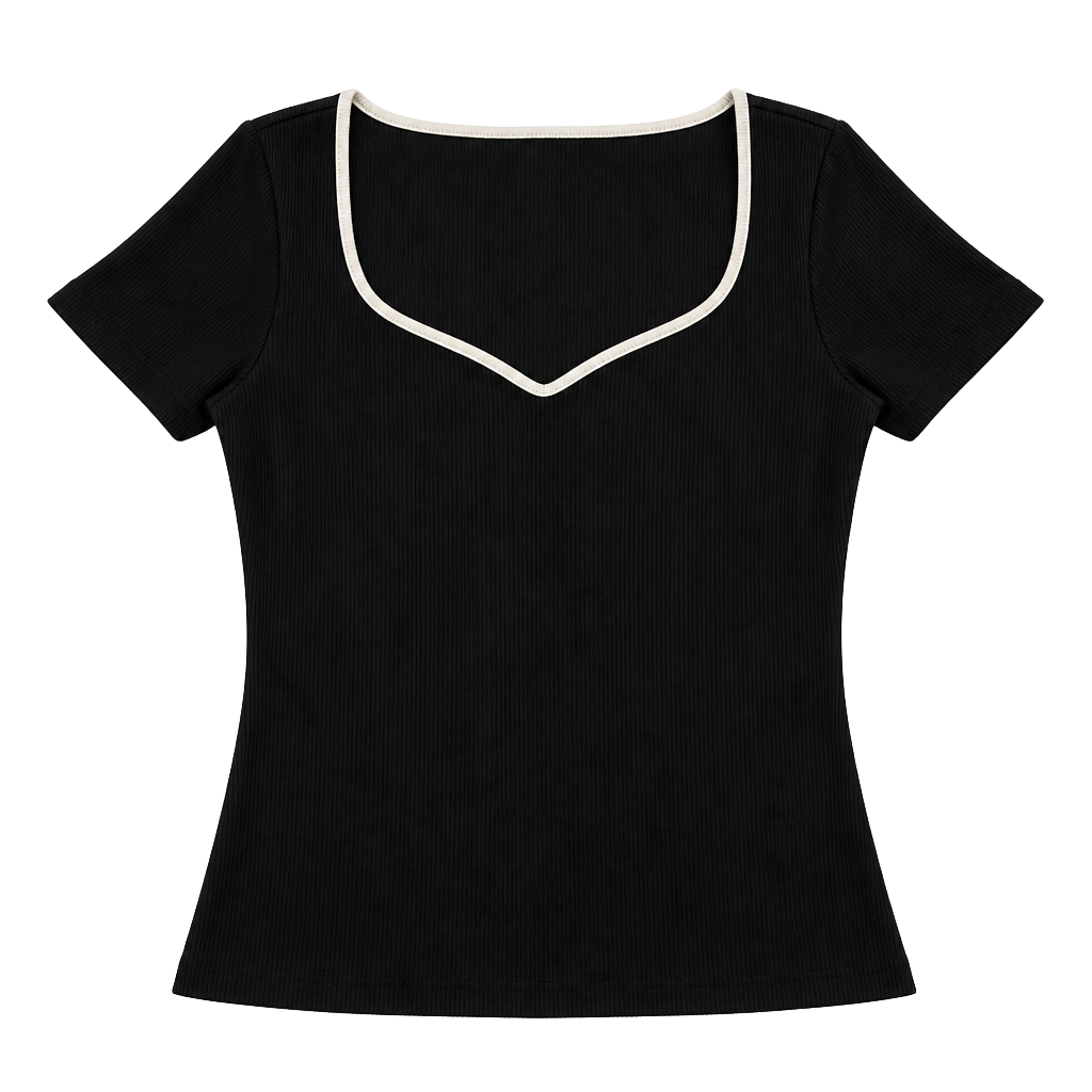 SheIn DAZY Contrast Binding Ribbed Knit Tee, 1