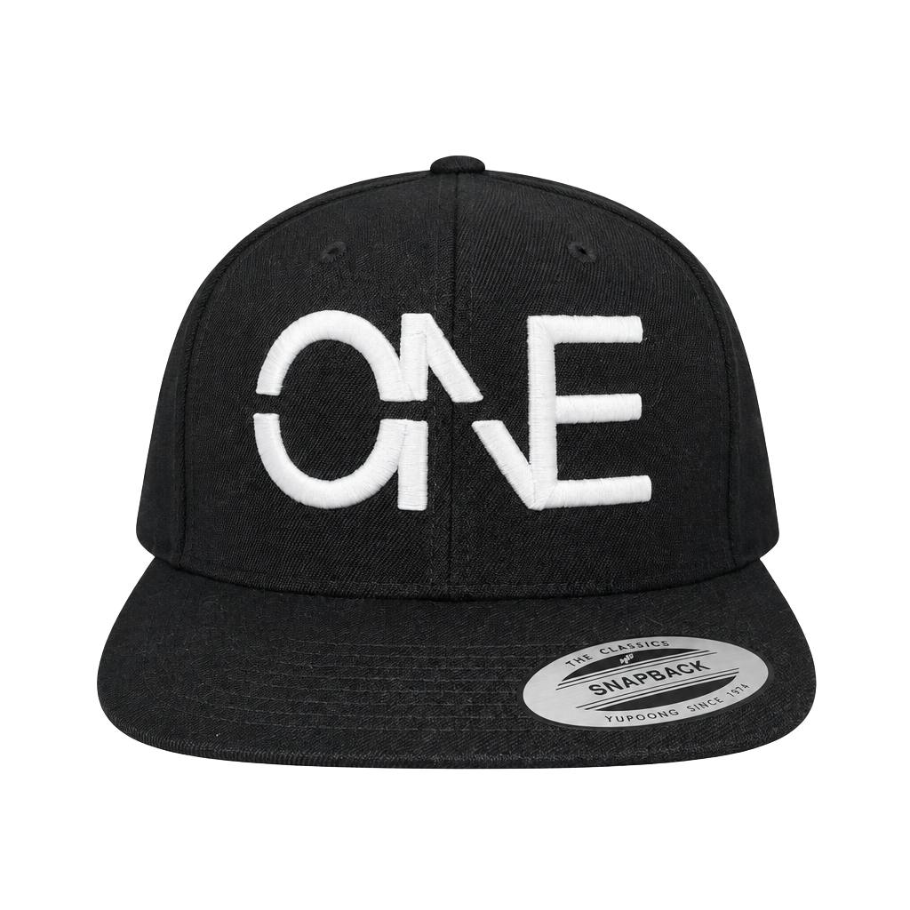 Yupoong The Classics One Logo Snapback Hat Black 1