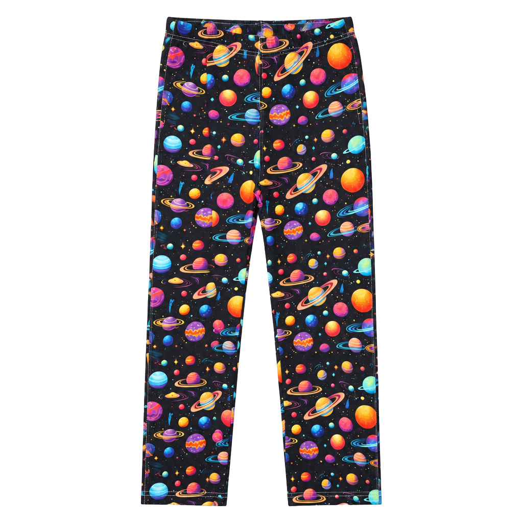 Kids Feifeiyu Planet Print Pajama Pants Size M Black Solar System Lounge 1
