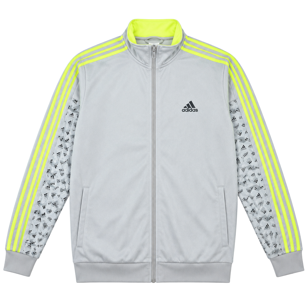 Adidas Track Jacket Size XL Silver Neon Green Full Zip 1