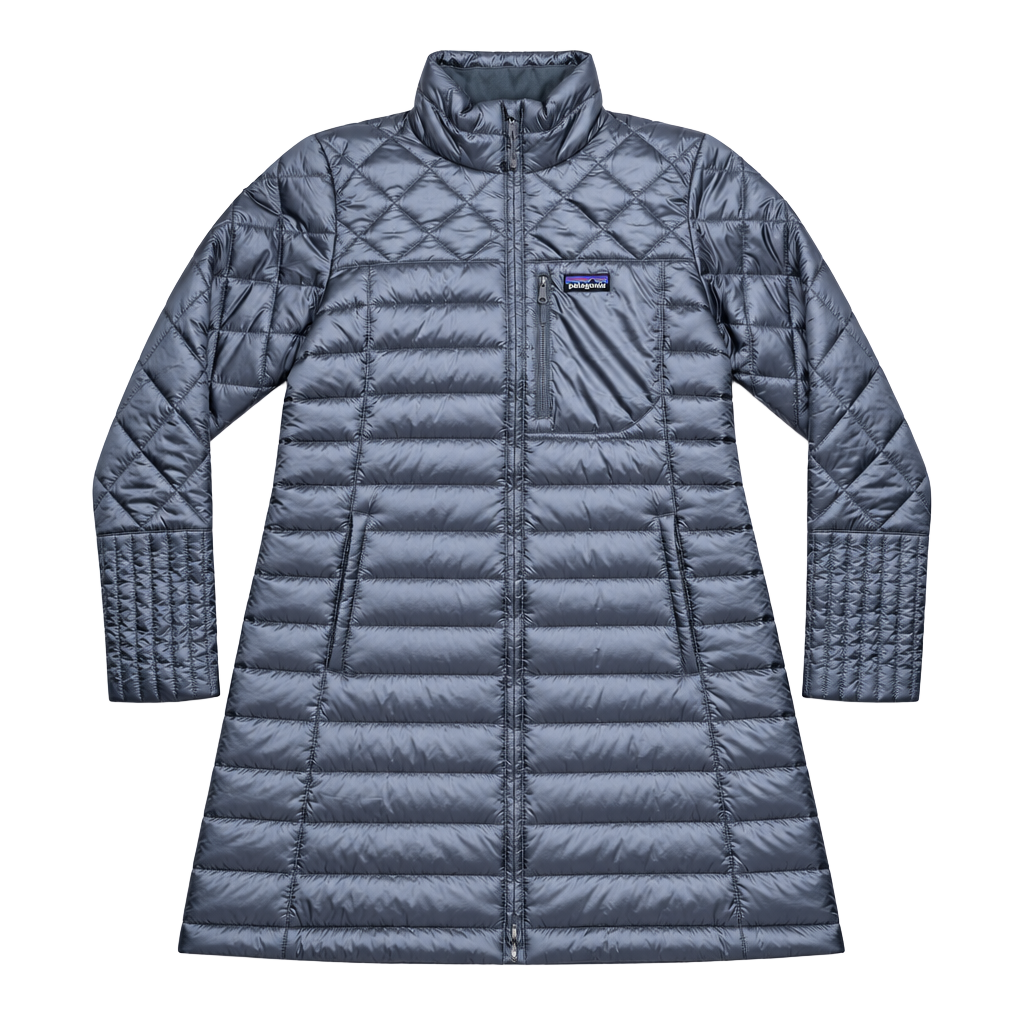Patagonia Women’s XL Gray Long Quilted Insulated Puffer Coat Full Zip 1