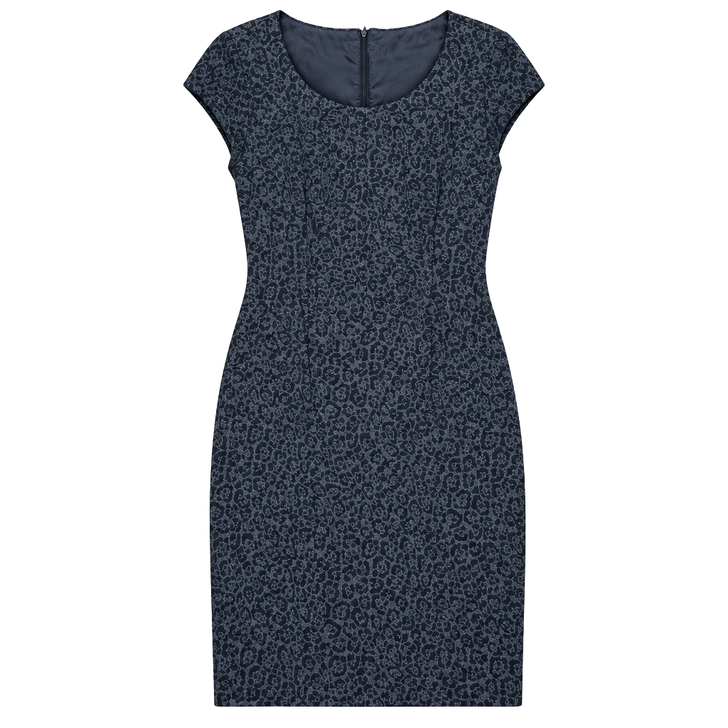 Charter Club Womens Size 4 Gray Leopard Animal Print Sheath Dress Cap Sleeve 1