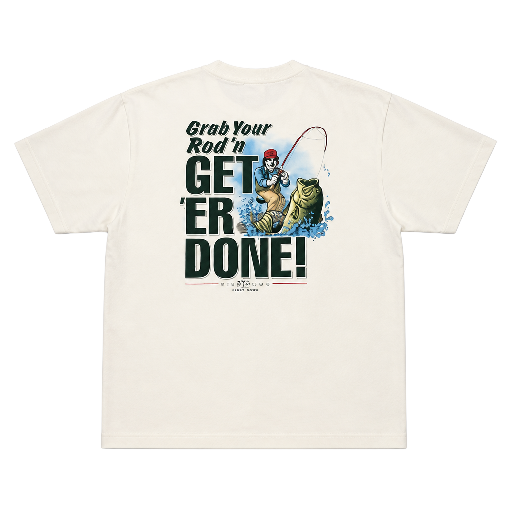 Vintage 2005 Big Dogs “Get Er Done!” Fishing Bass Funny Graphic Tee 1