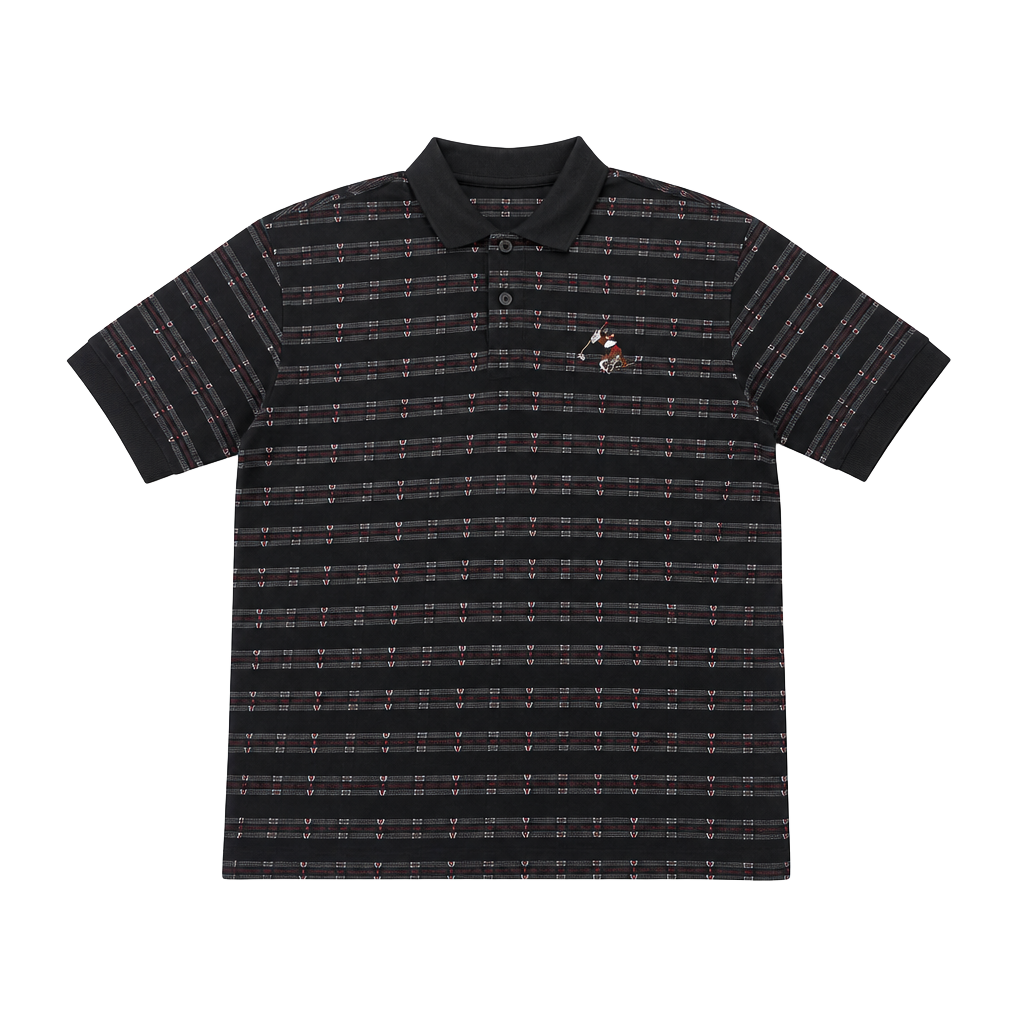 Vintage Disney Golf Collection Mickey Mouse Striped Polo Shirt Black 1