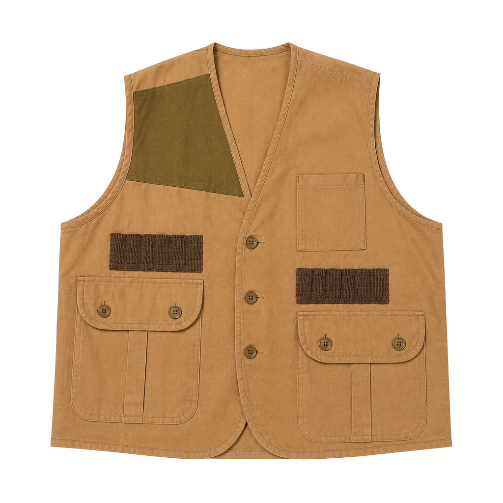 Vintage Caliber Sportsmans Apparel Hunting Shooting Vest Khaki Brown 1