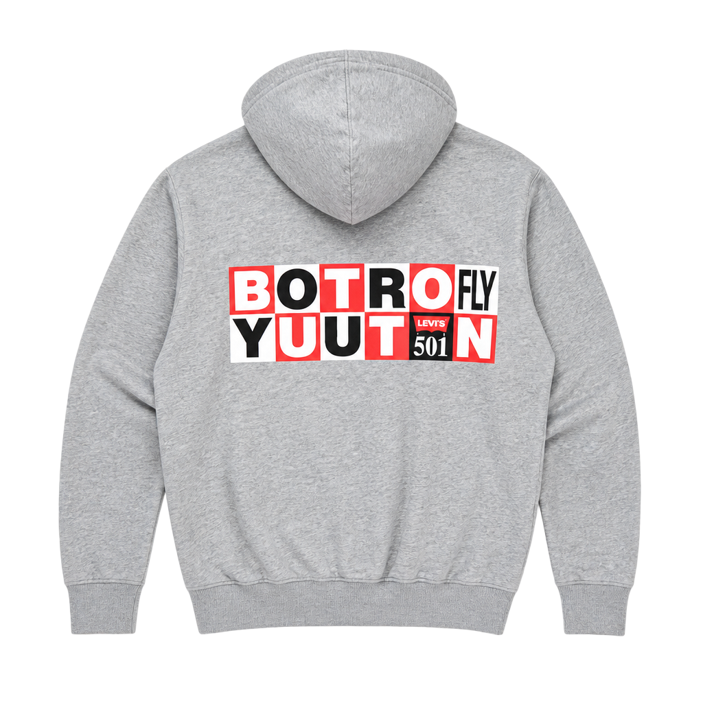Levi's 501 Button Your Fly Graphic Hoodie Gray 1
