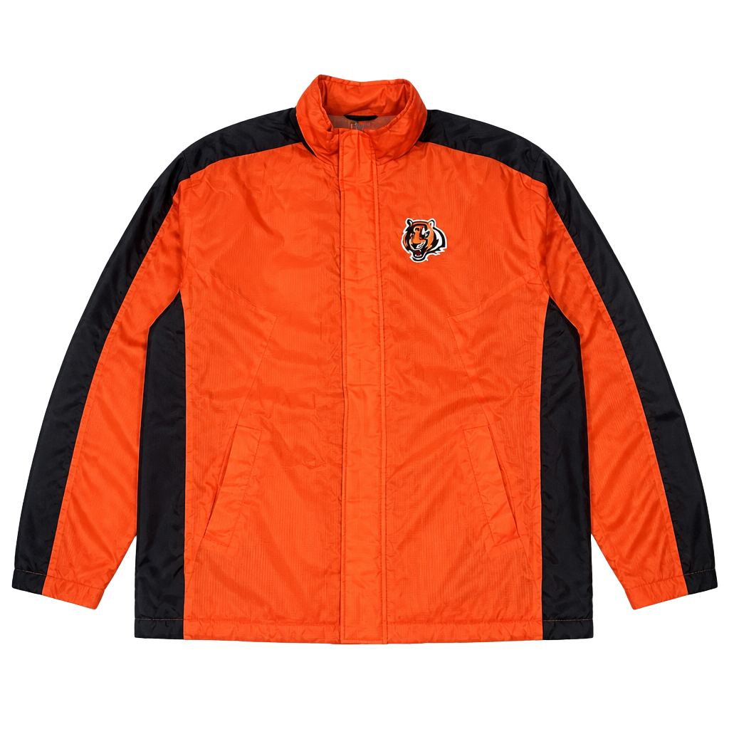 Vintage Cincinnati Bengals NFL Zip Up Insulated Jacket w/ Hideaway Hood 1