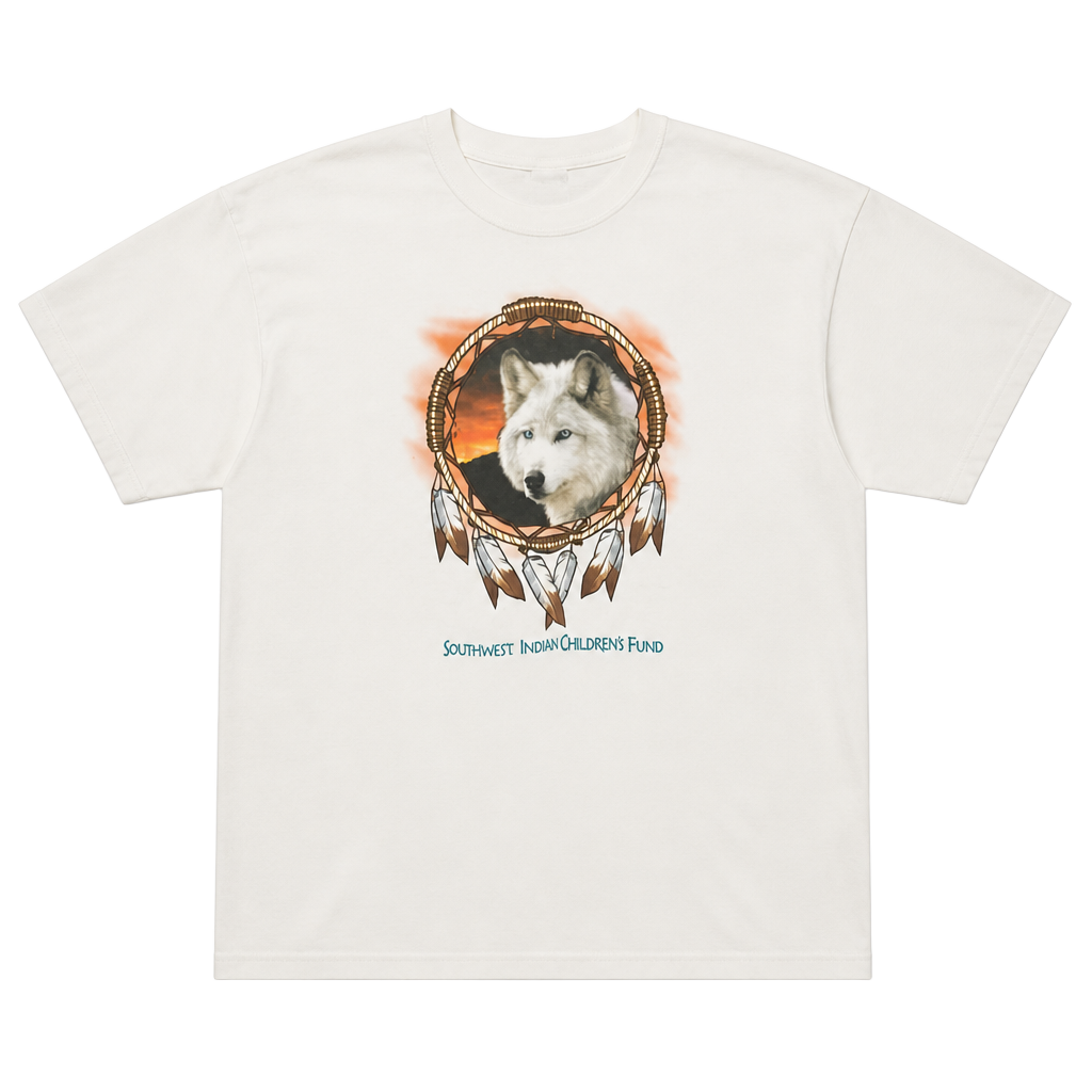 Gildan Southwest Indian Children's Fund Wolf Dreamcatcher T-Shirt Size Large 1