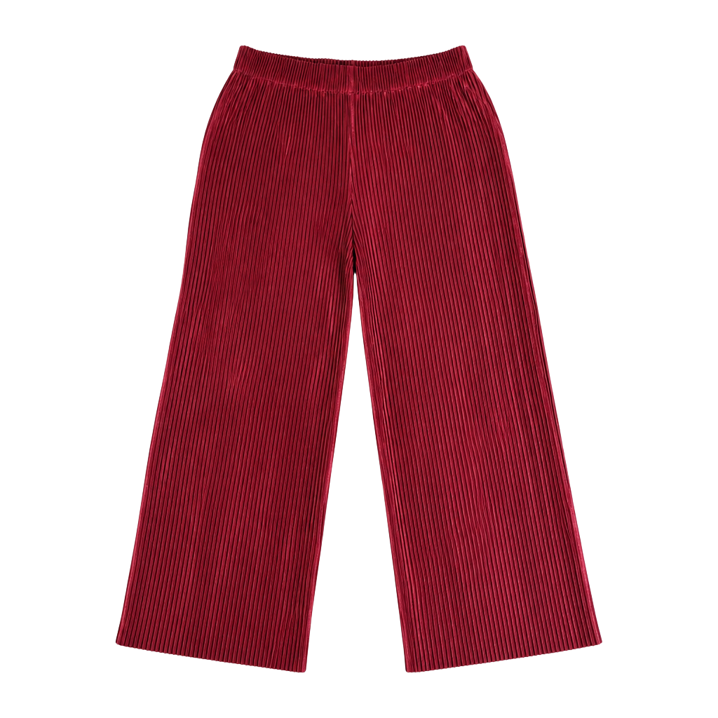 SHEIN Red Plisse Pleated Wide Leg Pants Size XS 1