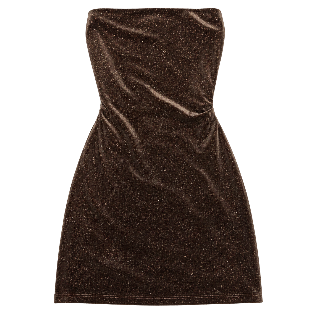 Sparkly Brown Velvet Open Back Lace-Up Mini Dress 1
