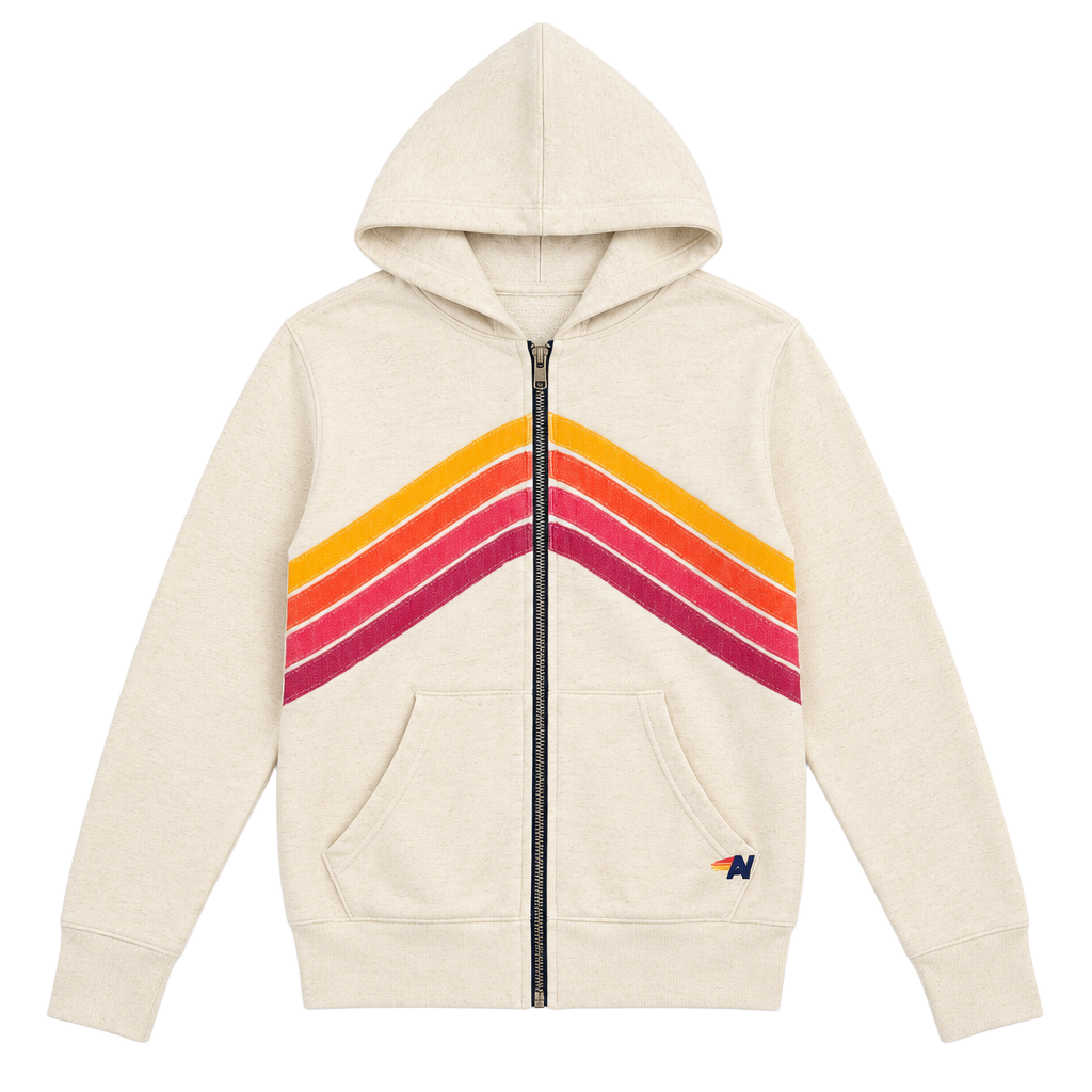 Aviator Nation 5 Stripe Zip Hoodie Size 10 White 1
