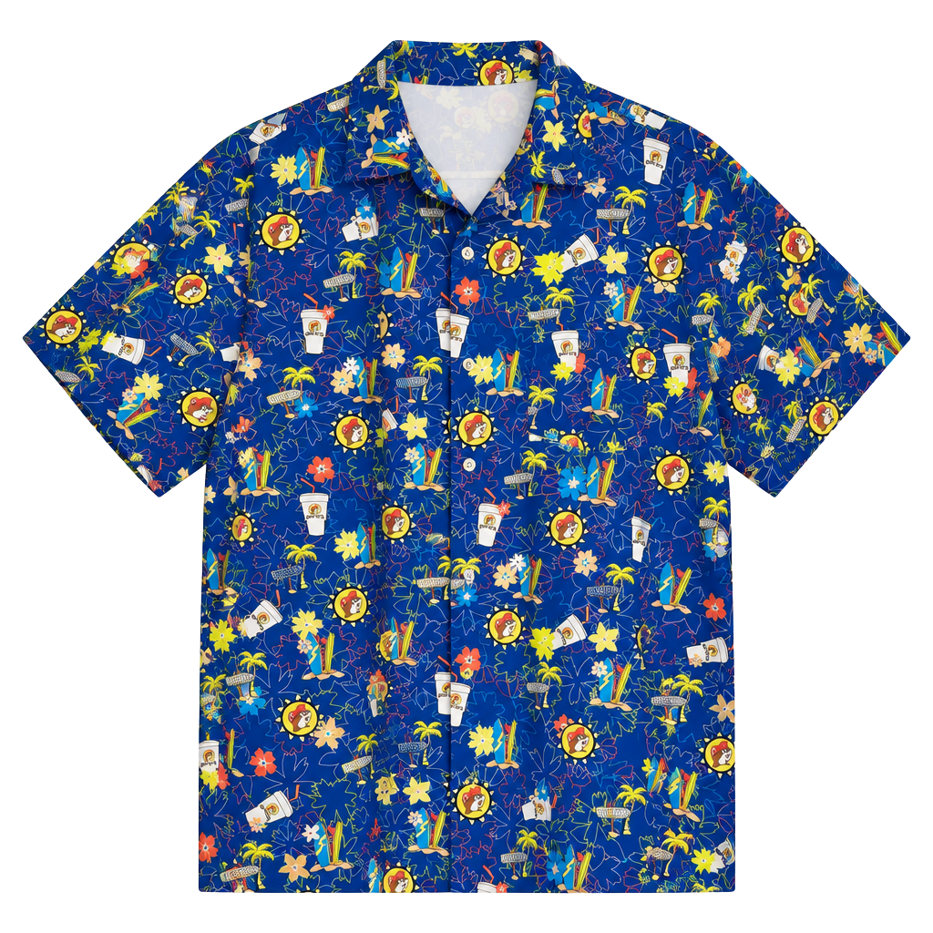Buc-ee's Hawaiian Shirt XL Blue Tropical Surfer Print 1