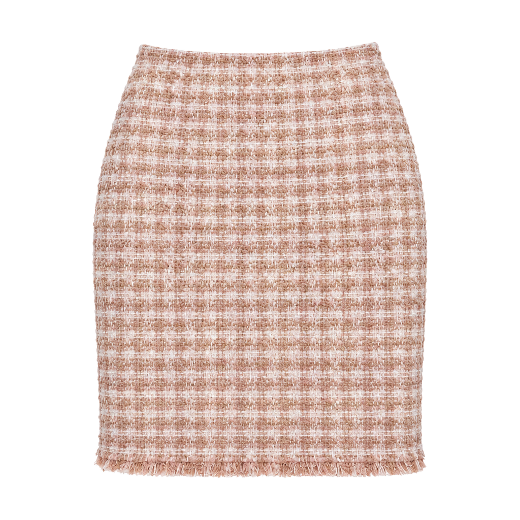 Calvin Klein Women’s 8P Pink Tweed Mini Skirt Petite NWT Frayed Hem Lined 1