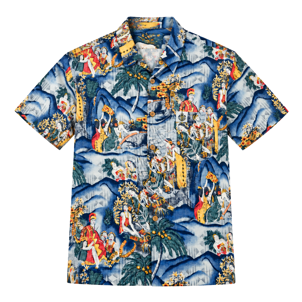 Vintage Duke Kahanamoku Hawaiian Shirt Mens L Tropical Scenic Aloha Cotton 1