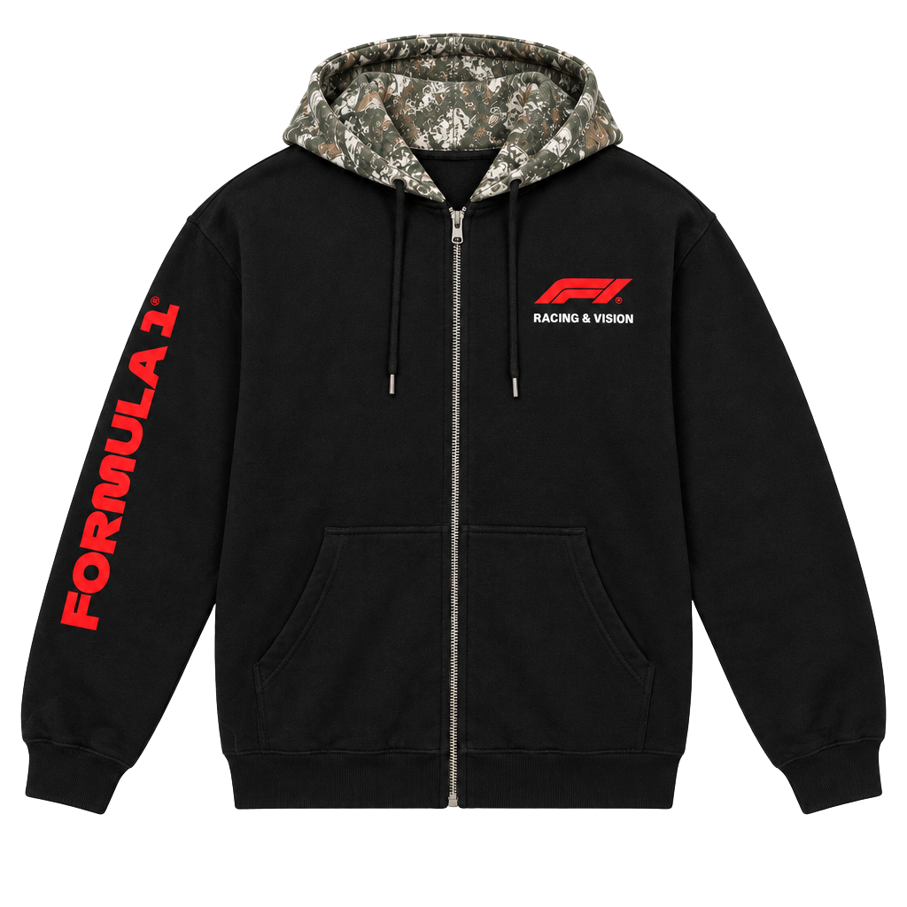 Formula 1 F1 Hybrid Apparel XL Black Camo Hood Zip Up Hoodie Racing 1