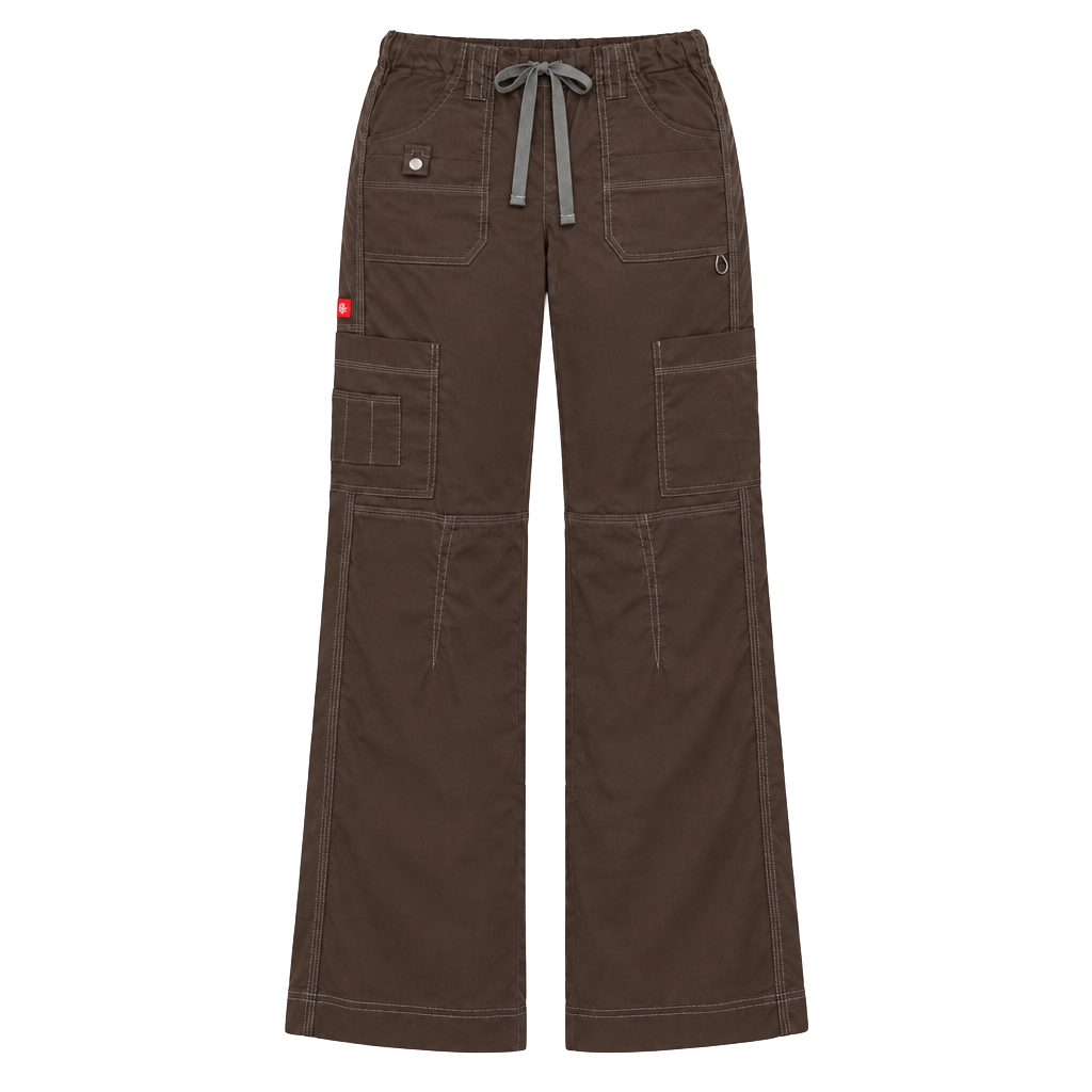 Dickies Gen Flex Women S Brown Cargo Scrub Pants Youtility Drawstring 1